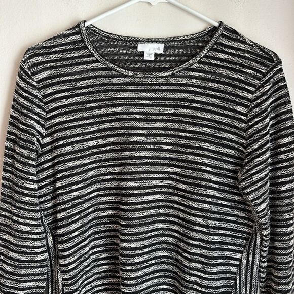 J. Jill Black White Striped Long Sleeve women’s Top tunic classic petite Medium - Picture 2 of 9